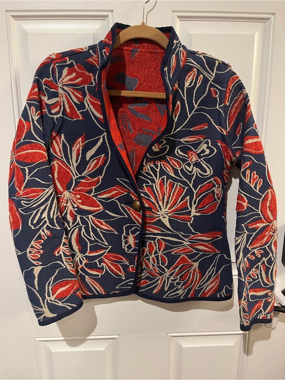 Trimdin Reversible Floral Blazer Jacket - Navy & Red S/M